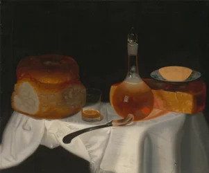 Nature morte au pain, au beurre et au fromage